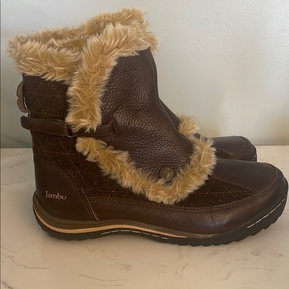 Jambu Brown Ankle Boots with Fur Lining and Sturdy Sole - Picture 1 of 6